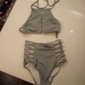 PINK Bikini Swimsuit High Waist Bottoms and top